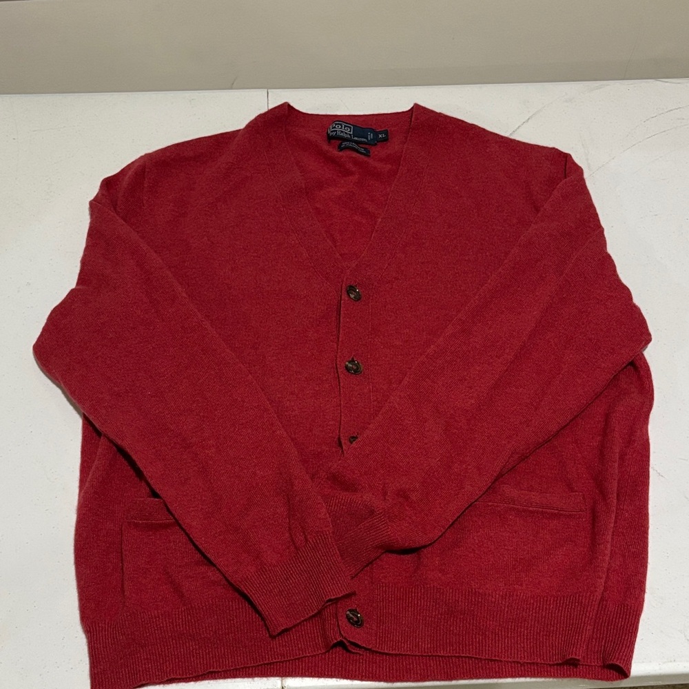 Polo Ralph Lauren Vibrant Red 100% Cashmere Cardigan